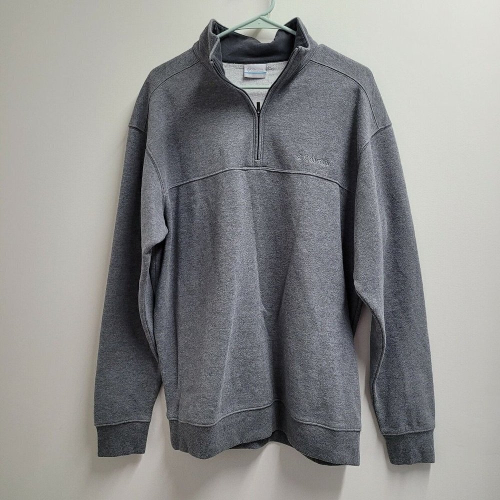 Columbia 1/4 Zip Sweatshirt Size Large Mens Pullover Fleece Gray Long Sleeve